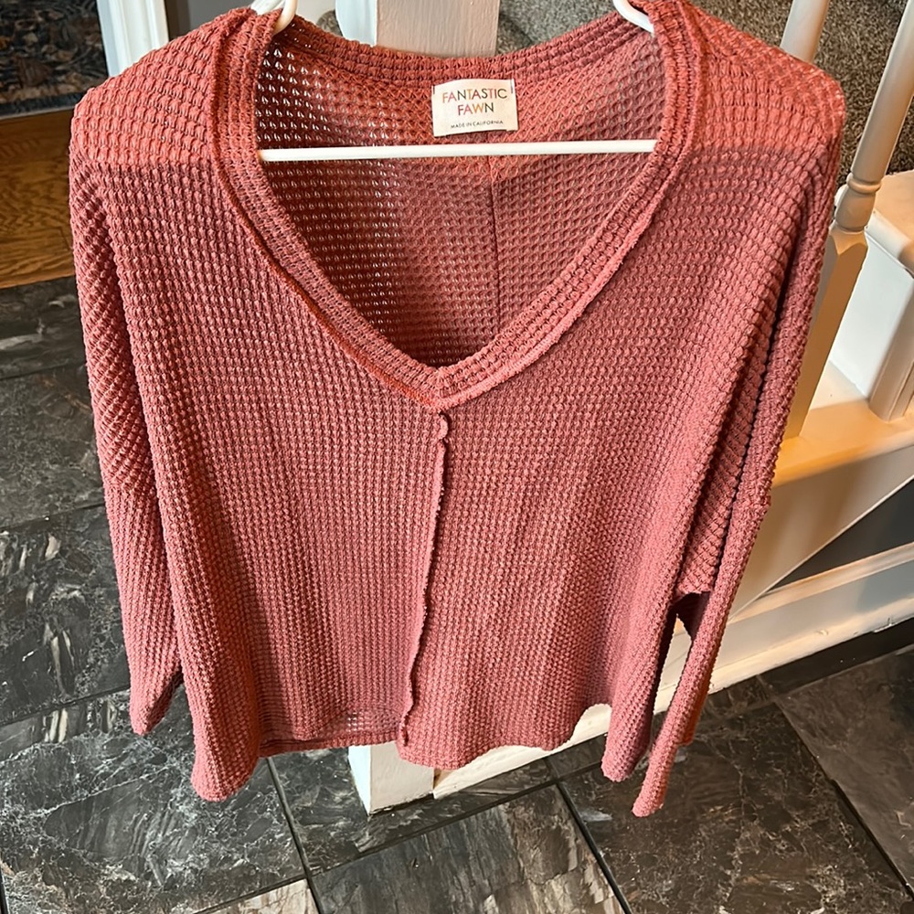 Fantastic fawn waffle knit top size small (for a size large)